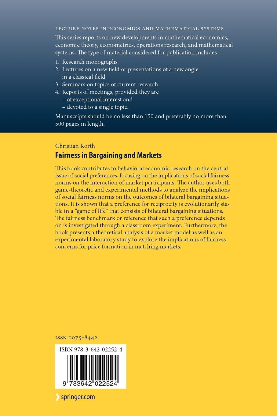 Rückseitencover Fairness in Bargaining and Markets