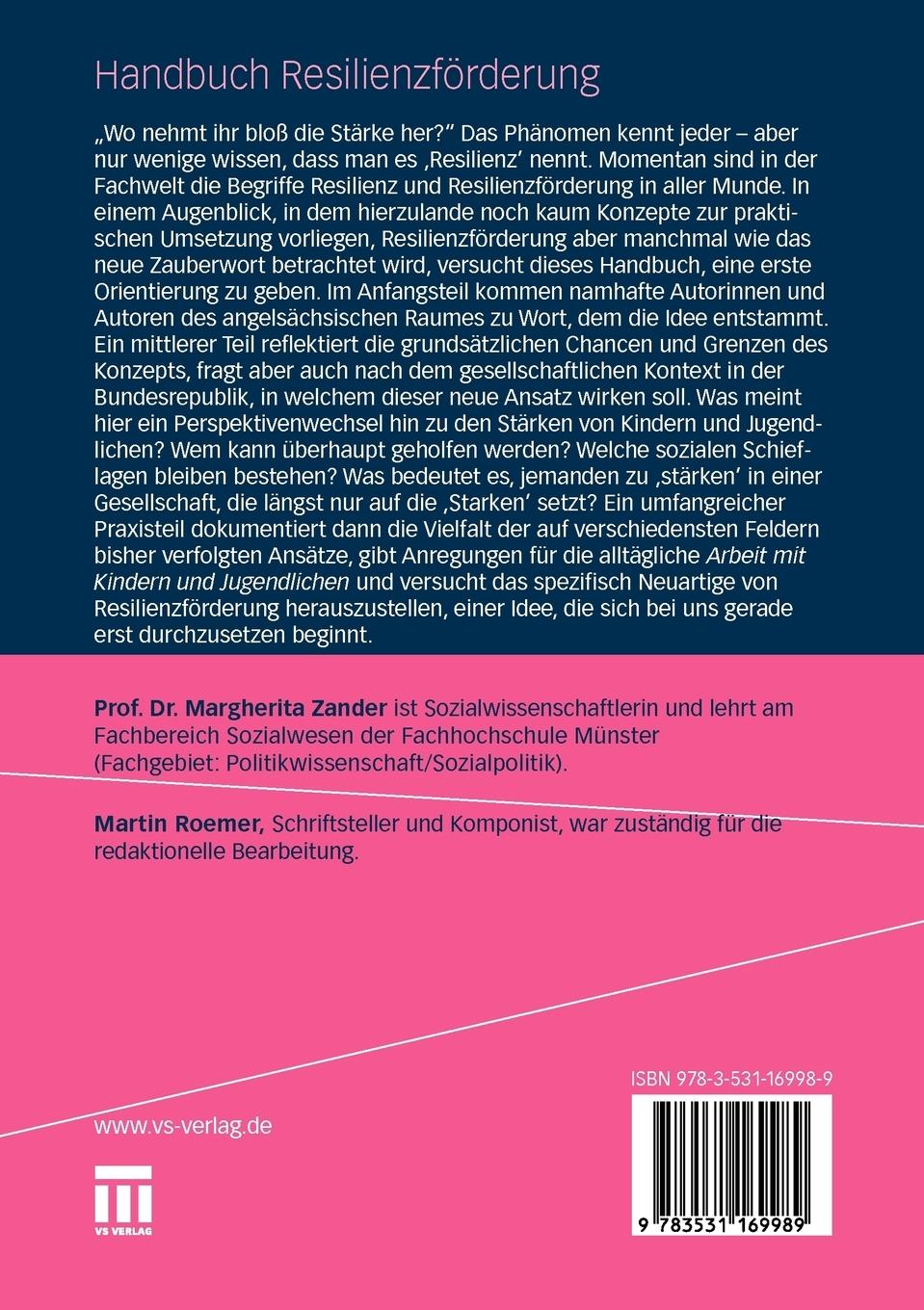 Rückseitencover Handbuch Resilienzförderung
