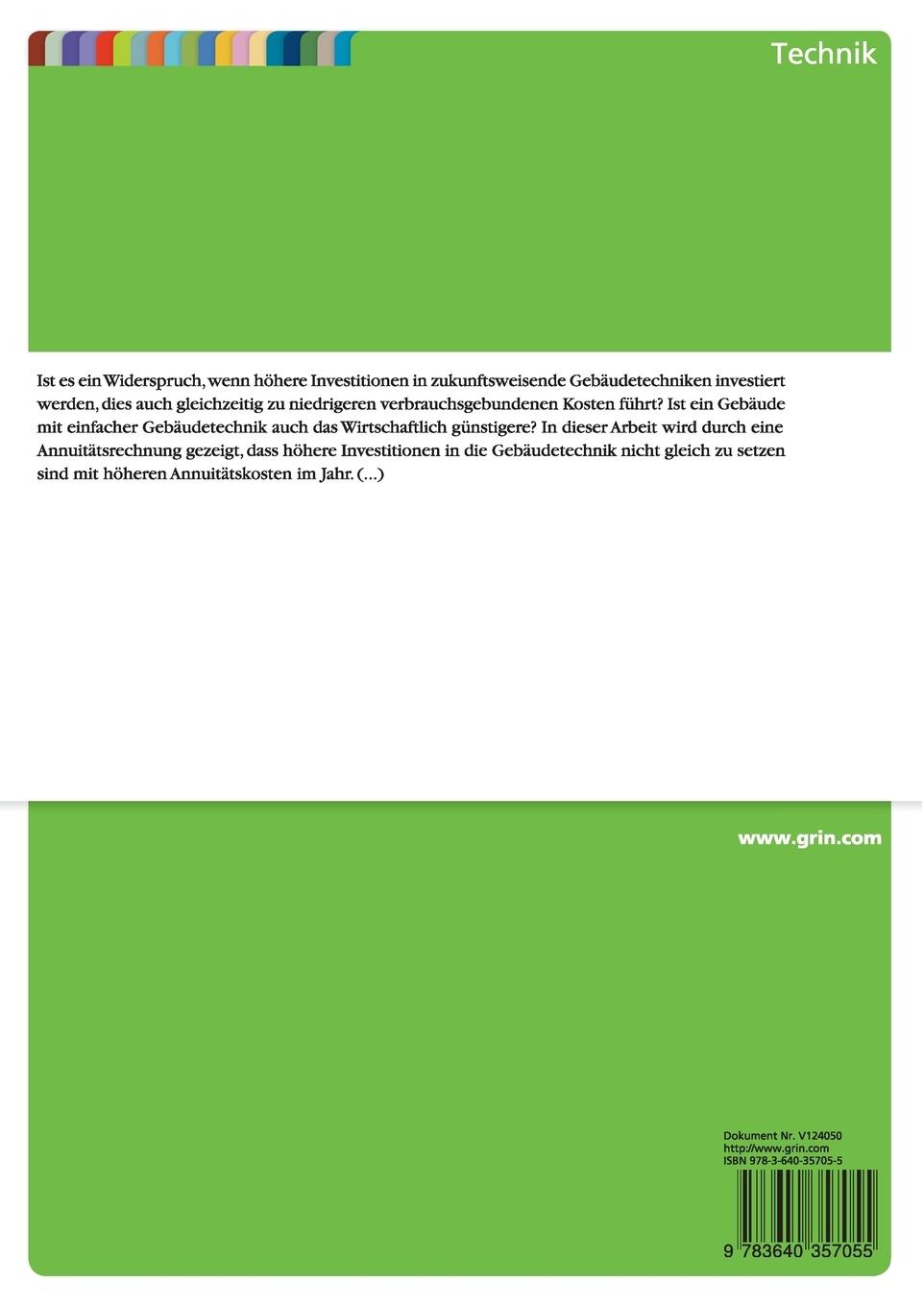 Rückseitencover Wirtschaftlicher Vergleich verschiedener TGA - Varianten. Der Neubau "Bavaria Office" in Hamburg