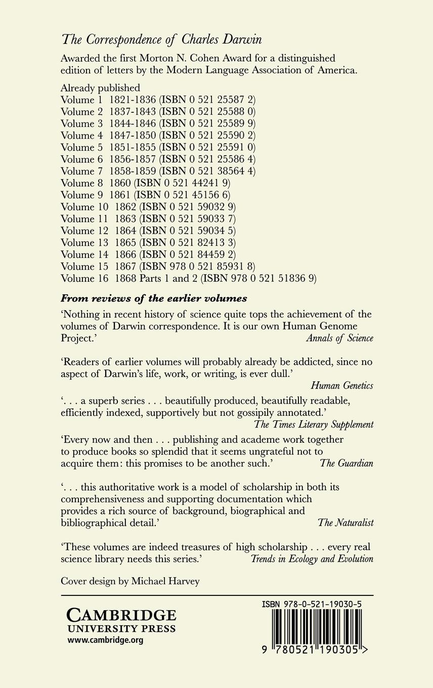 Rückseitencover The Correspondence of Charles Darwin, Volume 17