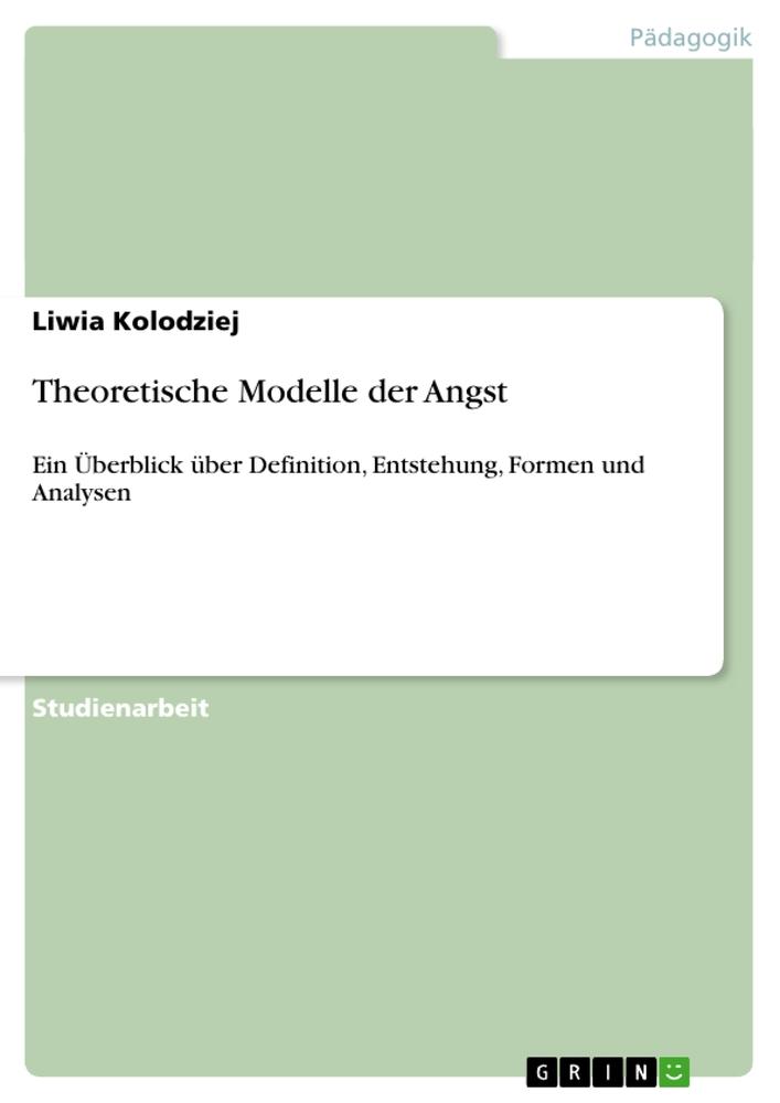 Vorderes Coverbild Theoretische Modelle der Angst
