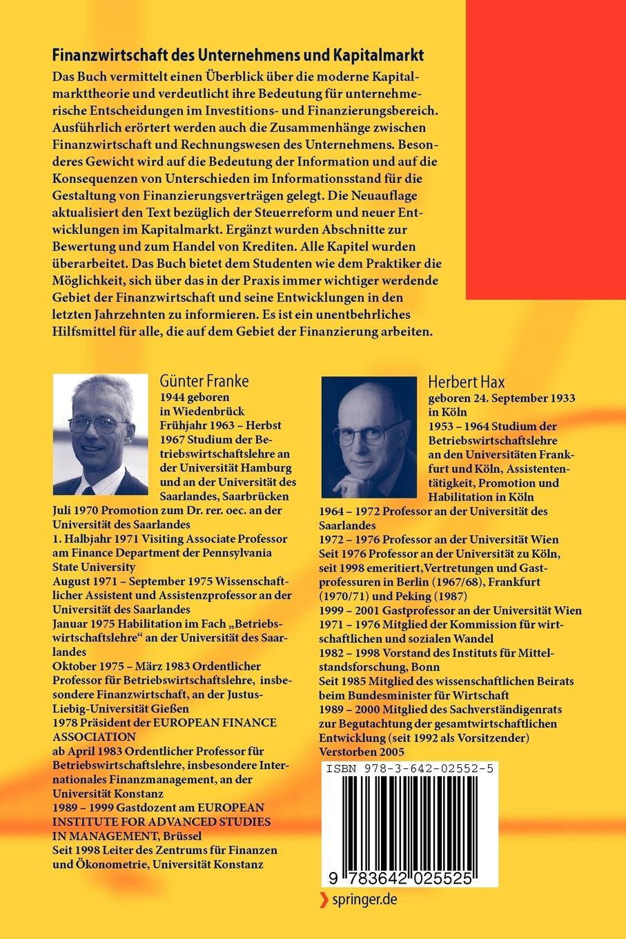 Rückseitencover Finanzwirtschaft des Unternehmens und Kapitalmarkt