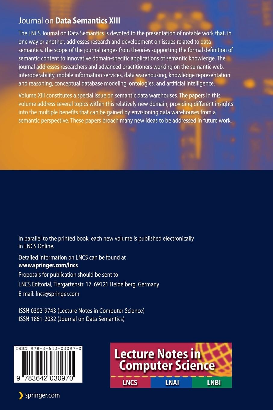 Rückseitencover Journal on Data Semantics XIII