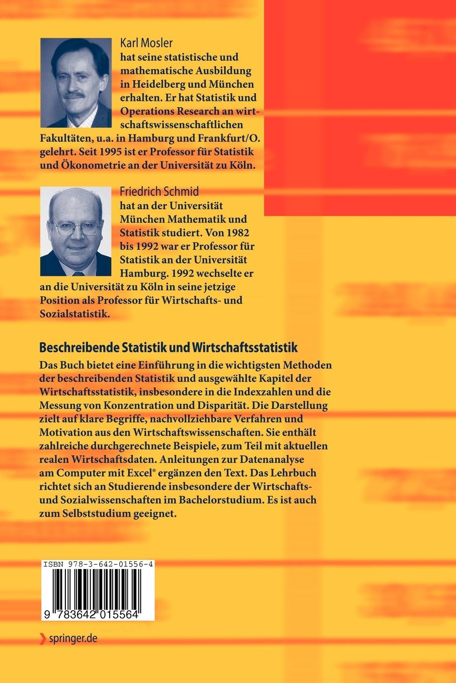 Rückseitencover Beschreibende Statistik und Wirtschaftsstatistik