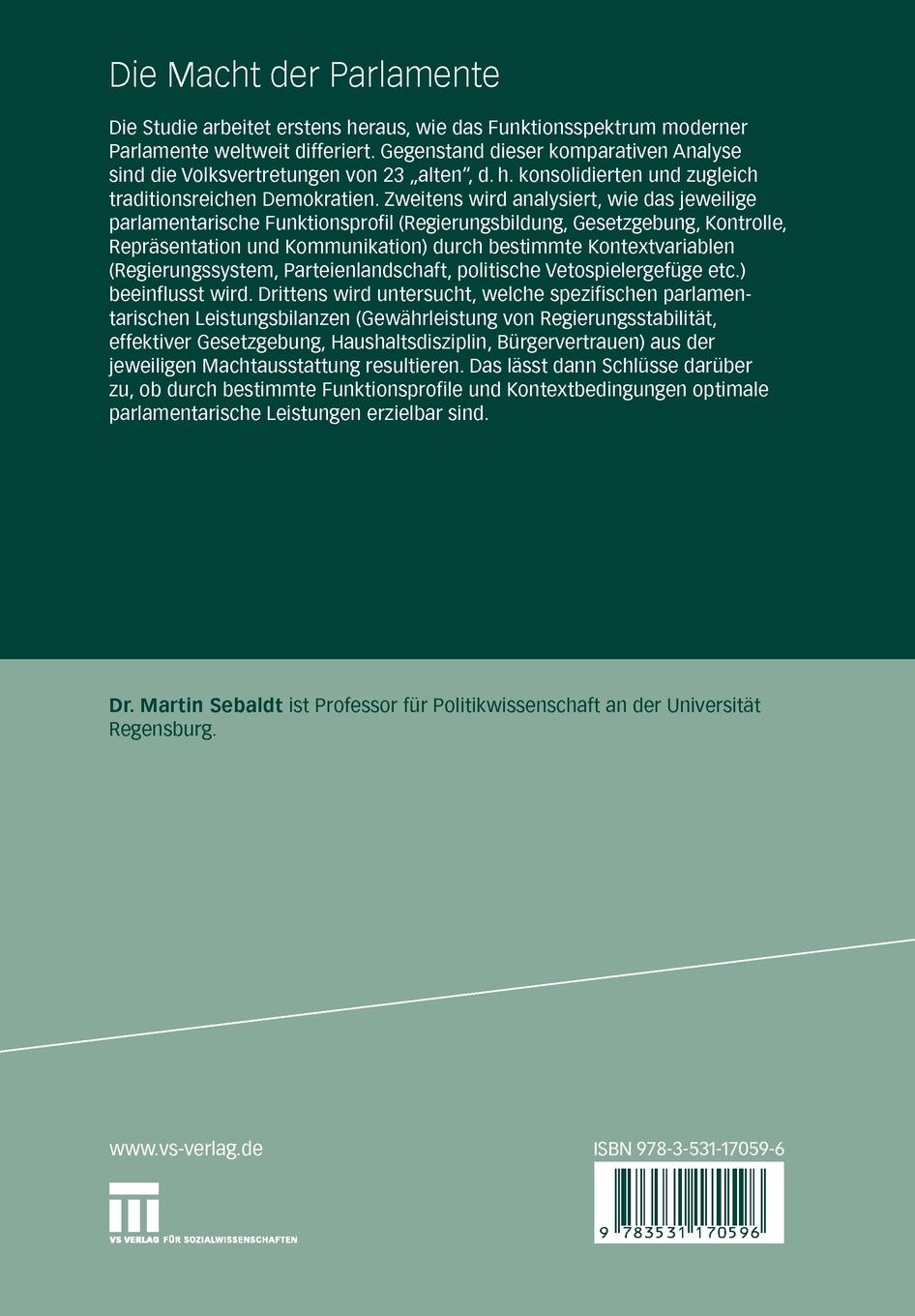 Rückseitencover Die Macht der Parlamente