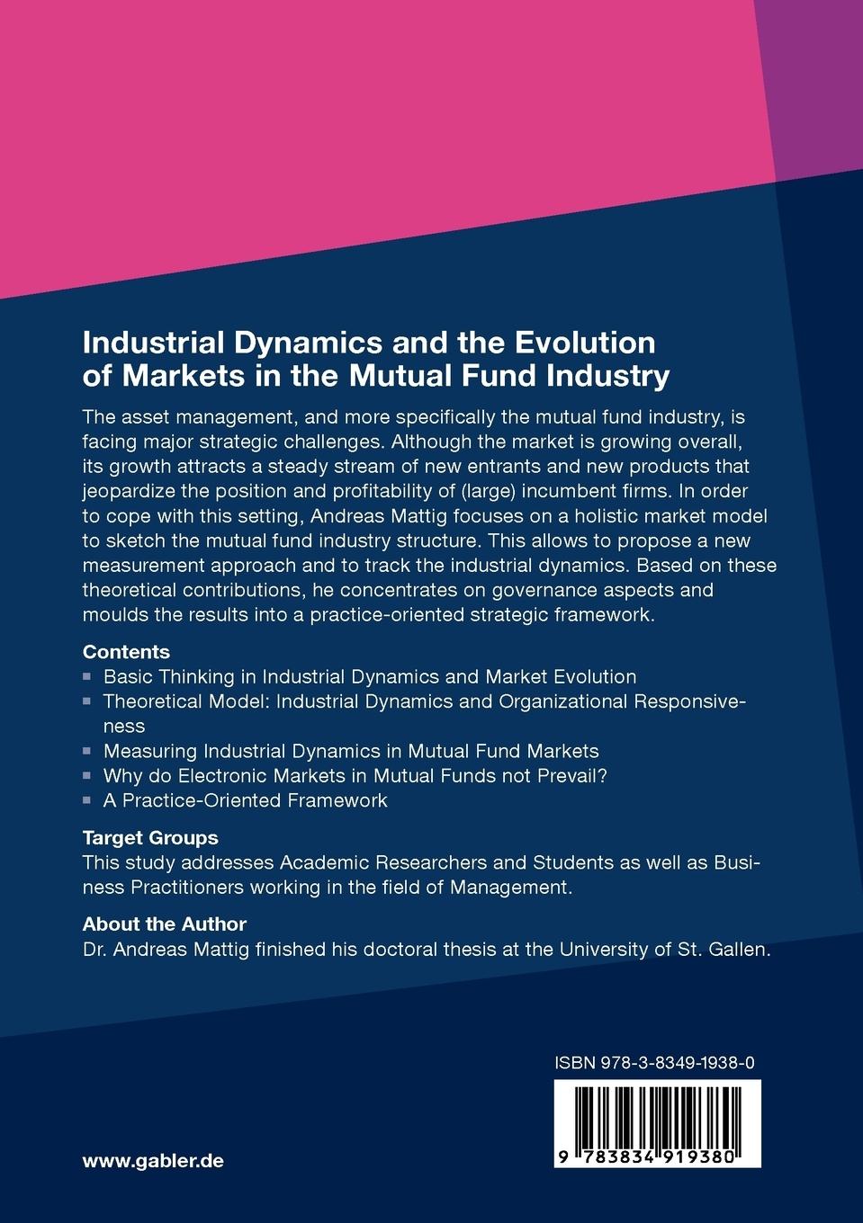 Rückseitencover Industrial Dynamics and the Evolution of Markets in the Mutual Fund Industry
