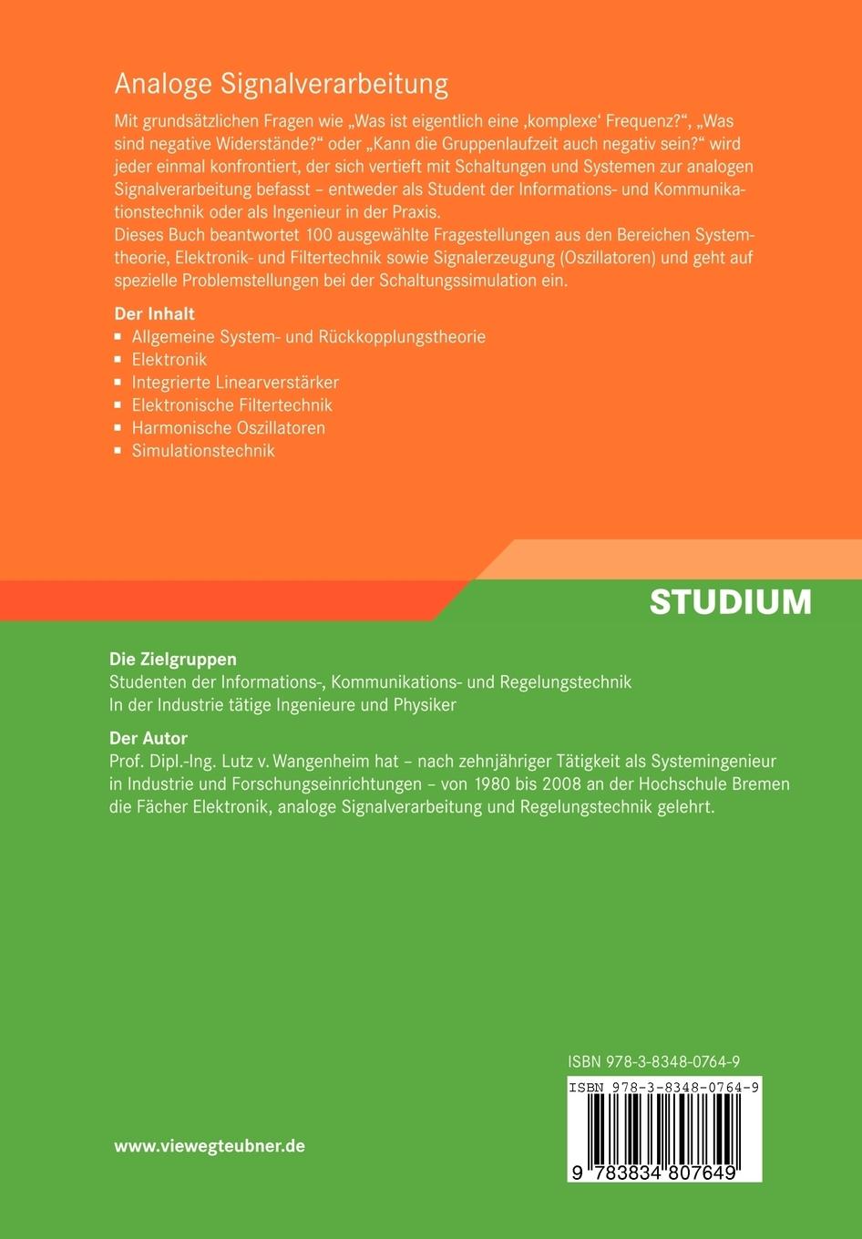 Rückseitencover Analoge Signalverarbeitung