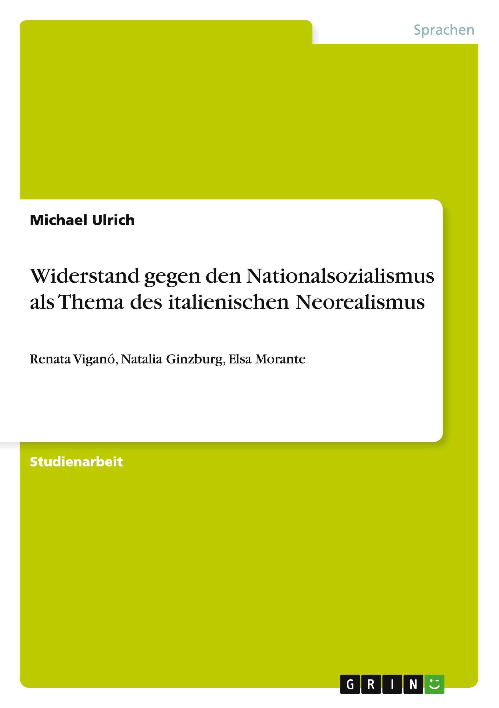 Vorderes Coverbild Widerstand gegen den Nationalsozialismus als Thema des italienischen Neorealismus
