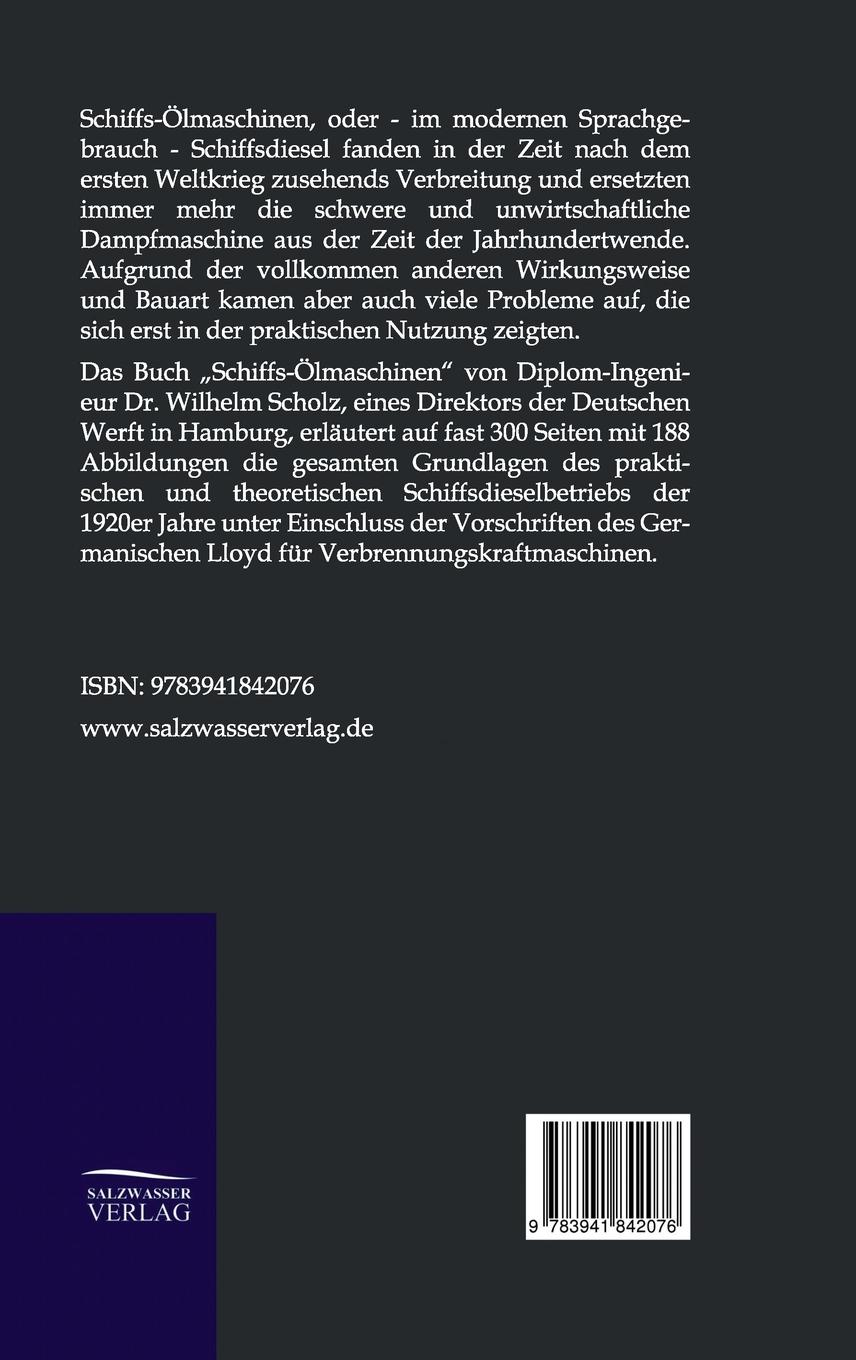 Rückseitencover Schiffs-Ölmaschinen