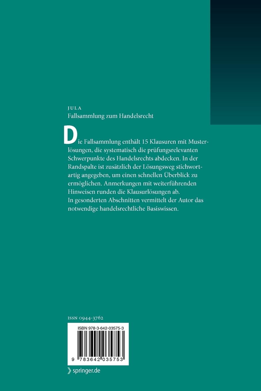 Rückseitencover Fallsammlung zum Handelsrecht