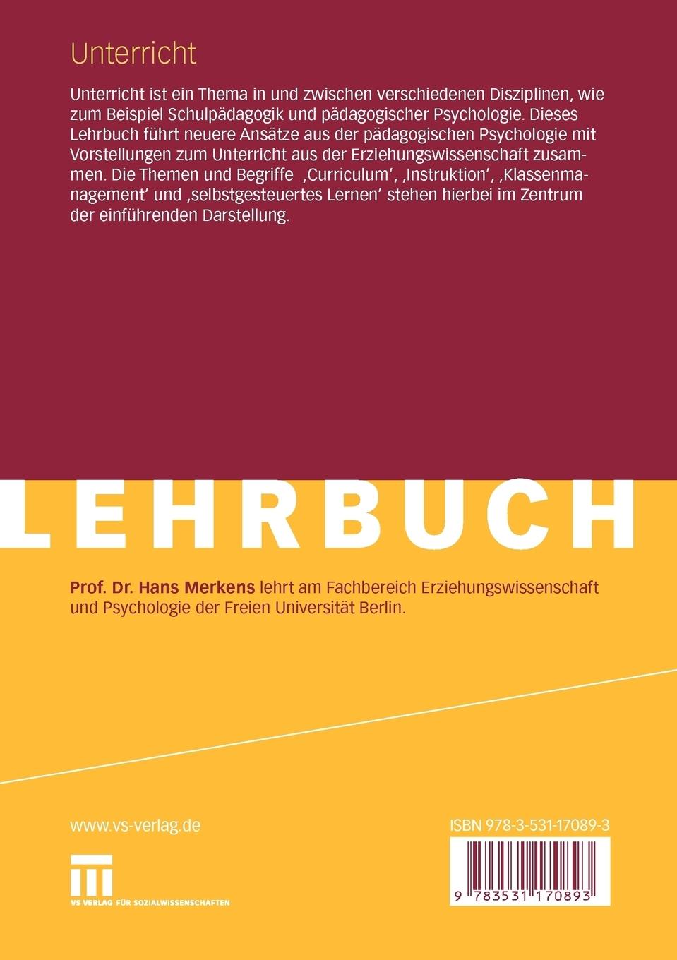 Rückseitencover Unterricht