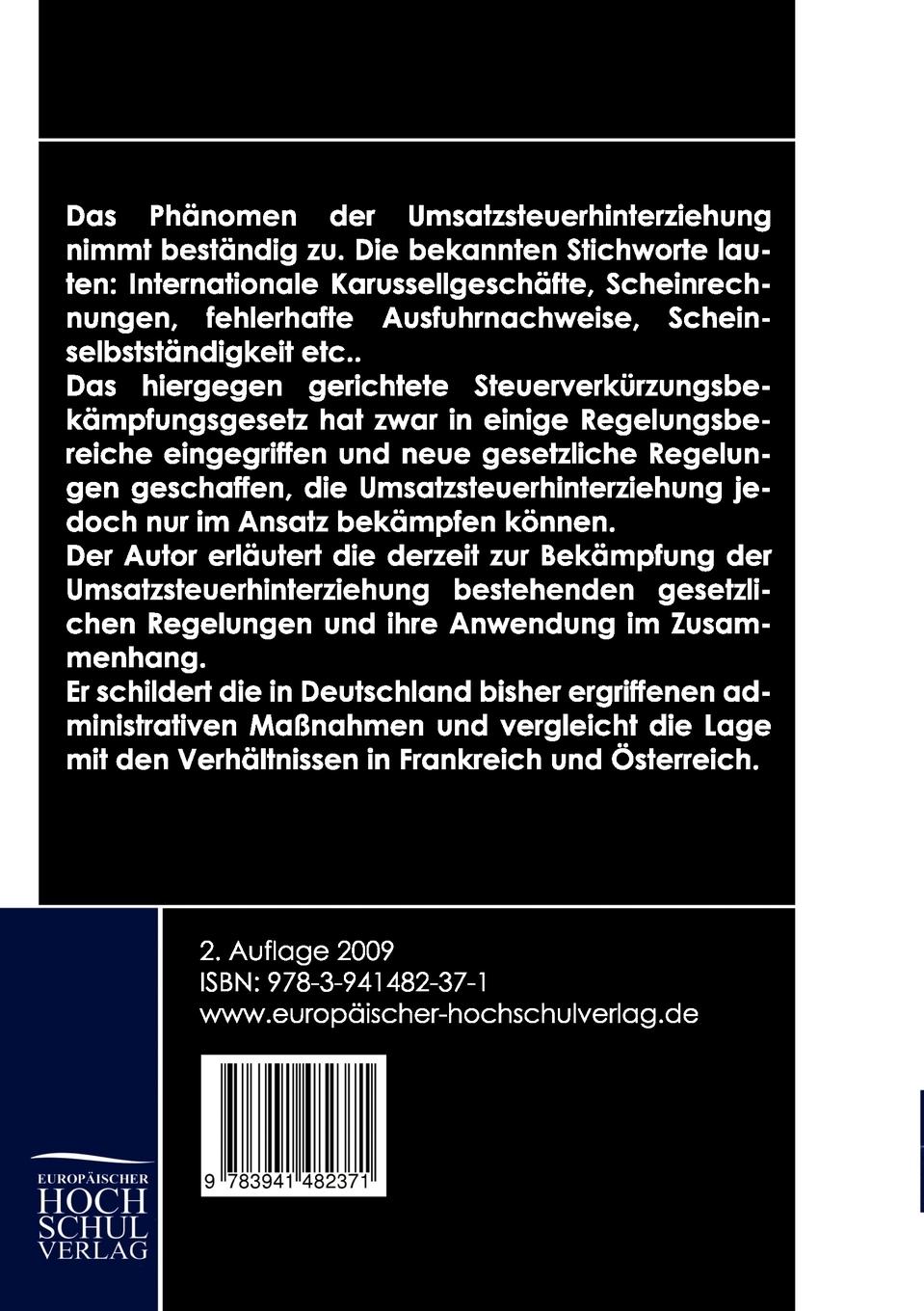 Rückseitencover Umsatzsteuerhinterziehung