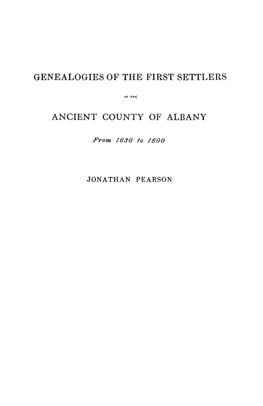 Vorderes Coverbild Contributions for the Genealogies of the First Settlers of the Ancient County of Albany [ny], from 1630 to 1800