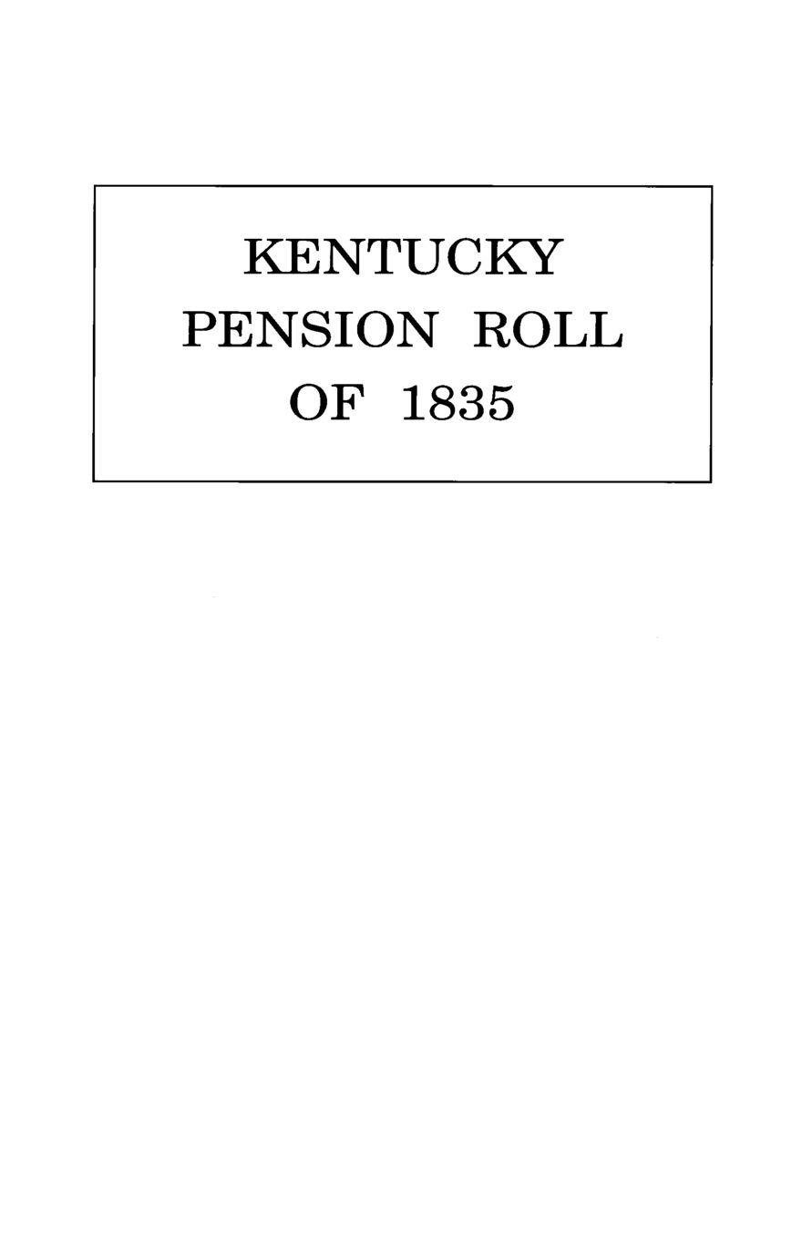 Vorderes Coverbild Kentucky Pension Roll for 1835