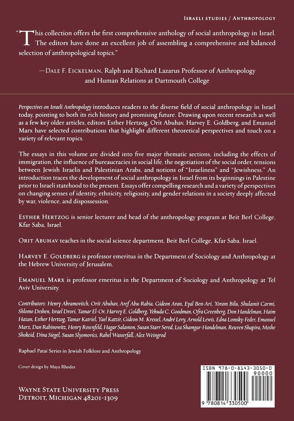 Rückseitencover Perspectives on Israeli Anthropology
