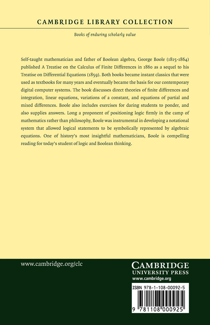 Rückseitencover A Treatise on the Calculus of Finite Differences