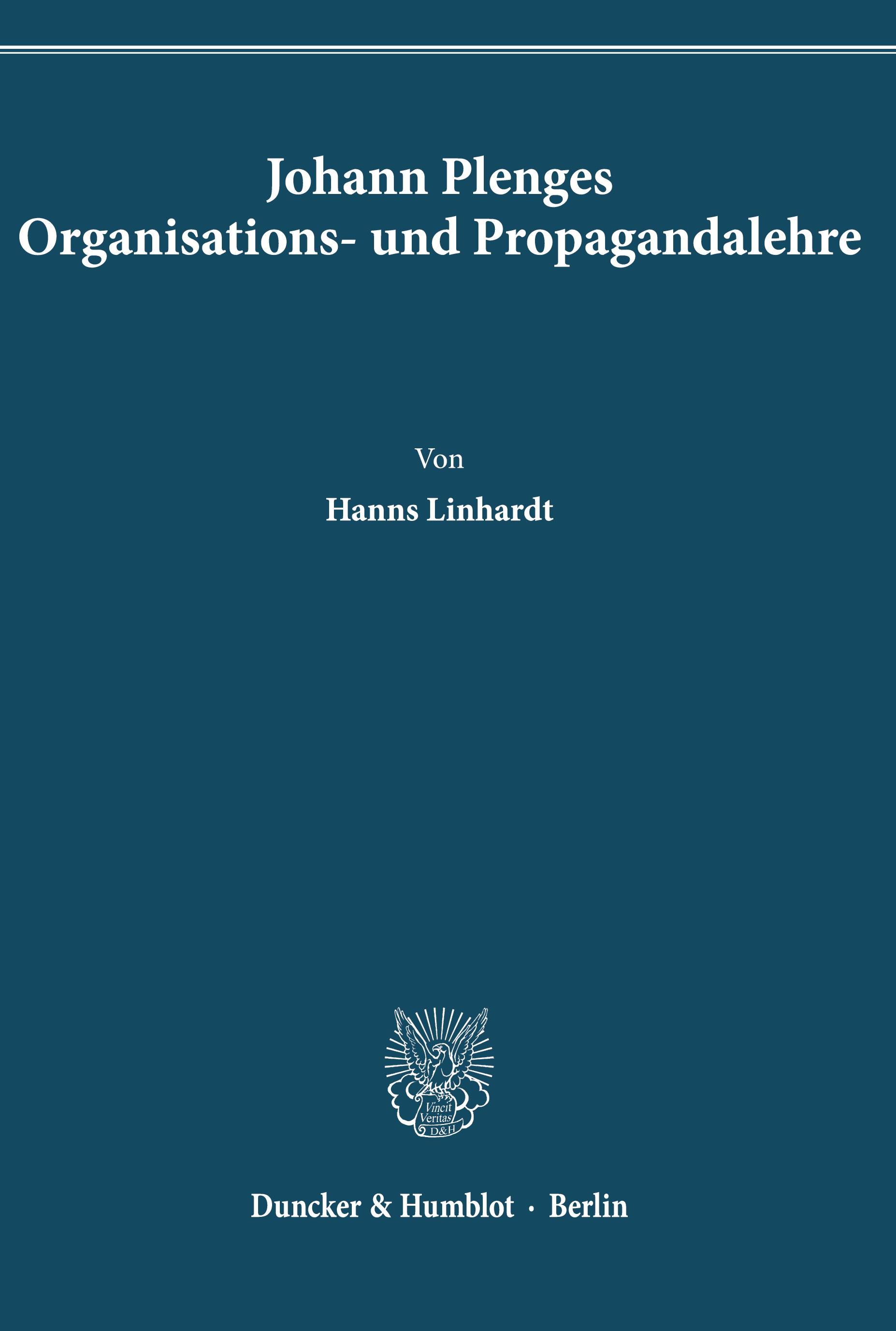 Vorderes Coverbild Johann Plenges Organisations- und Propagandalehre.