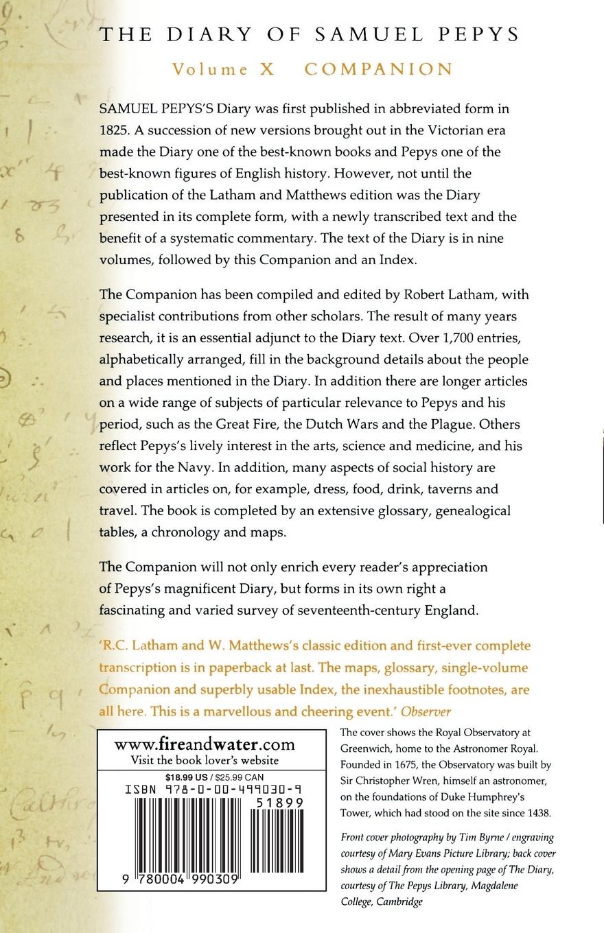 Rückseitencover The Diary of Samuel Pepys
