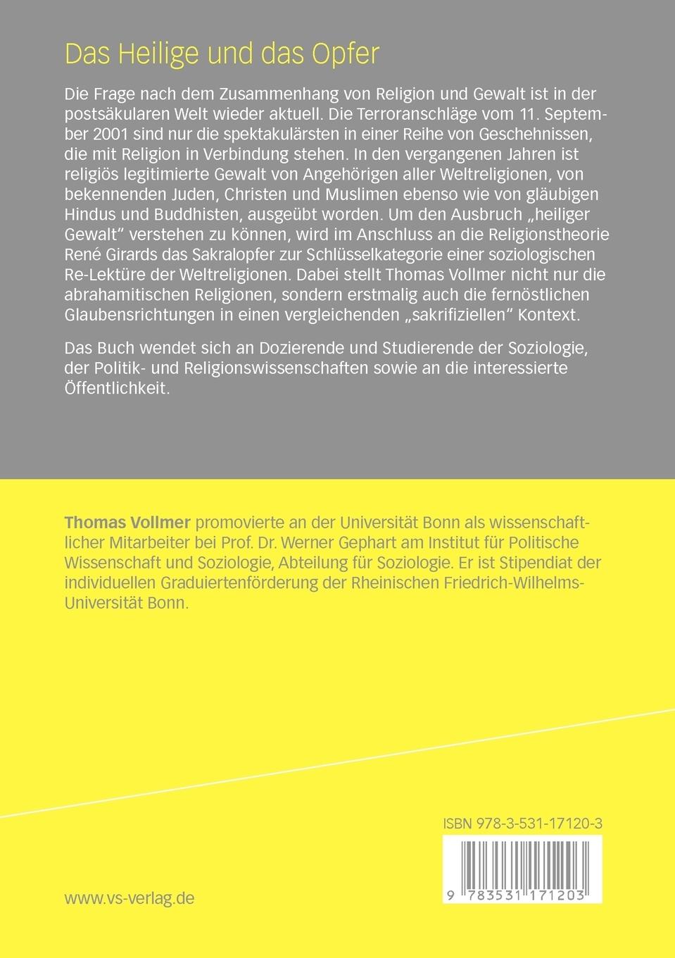 Rückseitencover Das Heilige und das Opfer