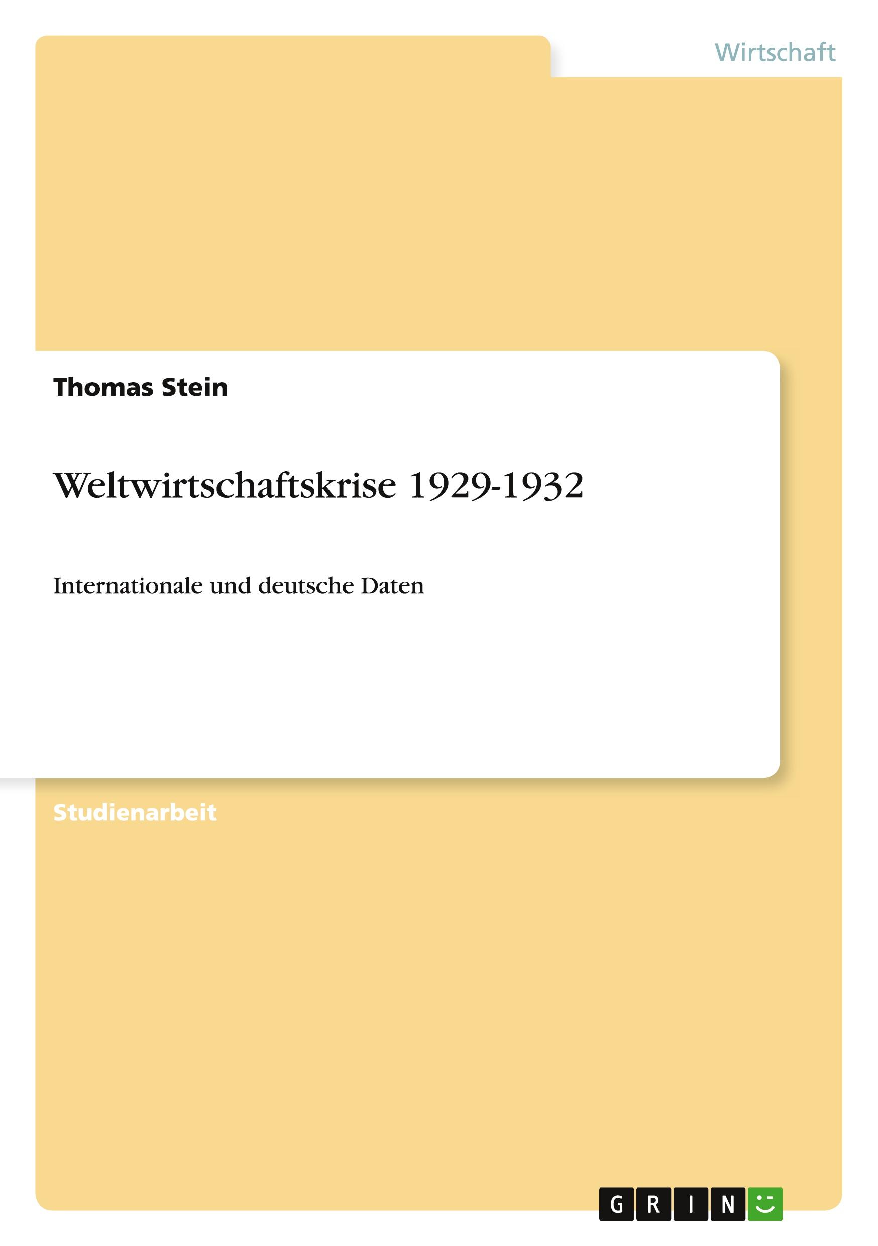 Vorderes Coverbild Weltwirtschaftskrise 1929-1932