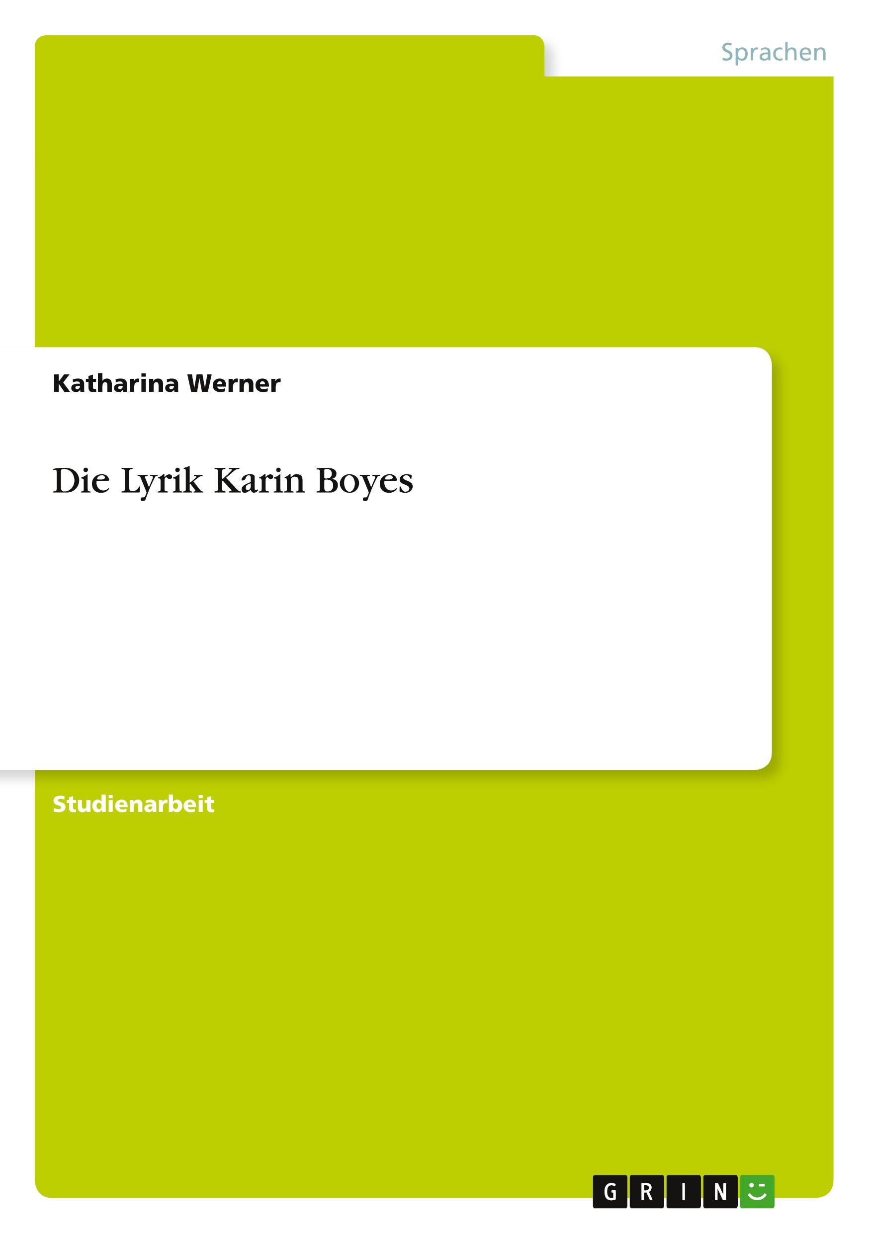 Vorderes Coverbild Die Lyrik Karin Boyes