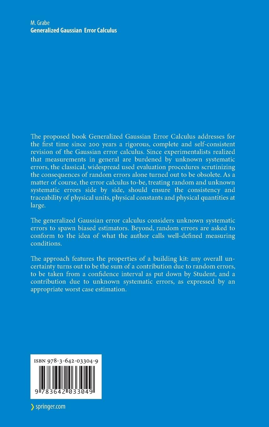 Rückseitencover Generalized Gaussian Error Calculus