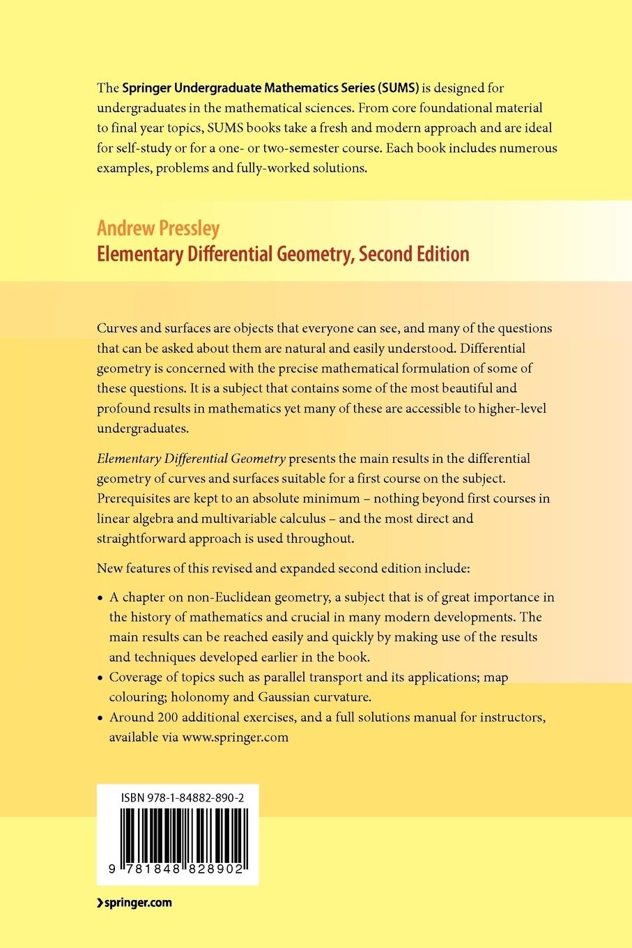 Rückseitencover Elementary Differential Geometry