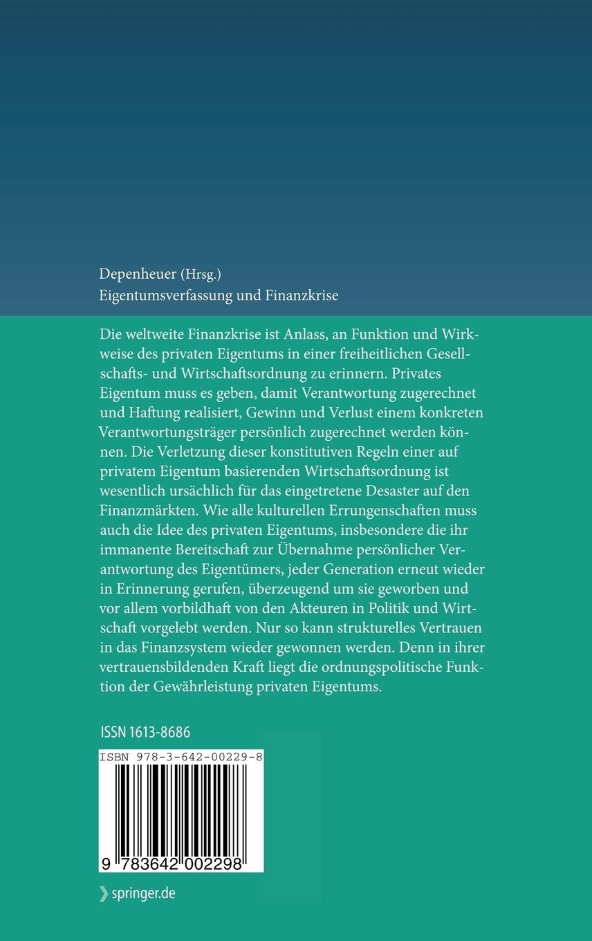Rückseitencover Eigentumsverfassung und Finanzkrise