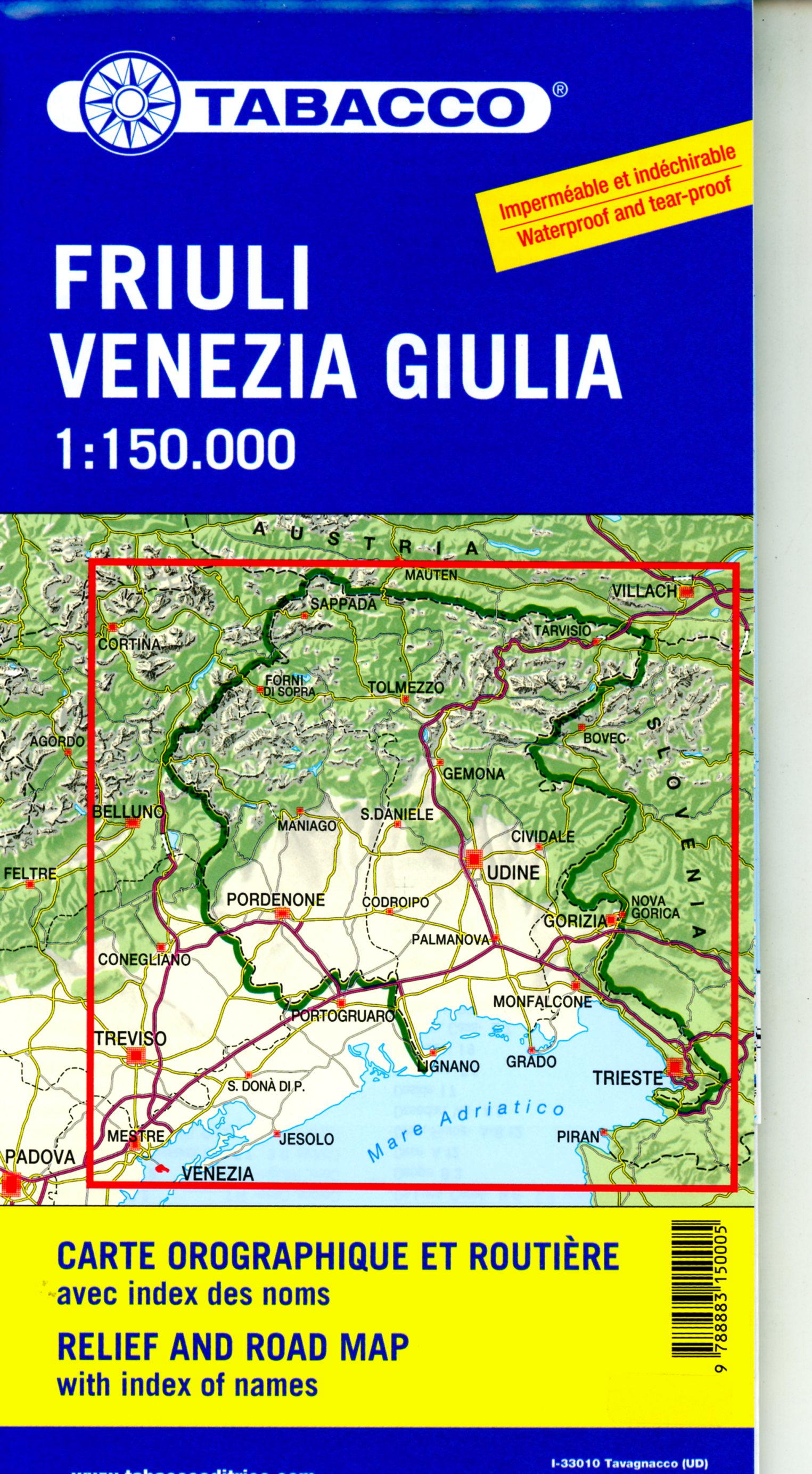 Beispielinhalt (Bild) Tabacco Straßenkarte Friuli Venezia Giulia 1 : 150 000