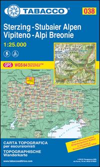 Vorderes Coverbild Tabacco Wandern 1 : 25 000 Sterzing Stubaier Alpen