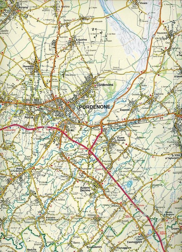 Beispielinhalt (Bild) Tabacco Karte 1 : 100 000 Regione Autonoma Friuli, Venezia, Giulia