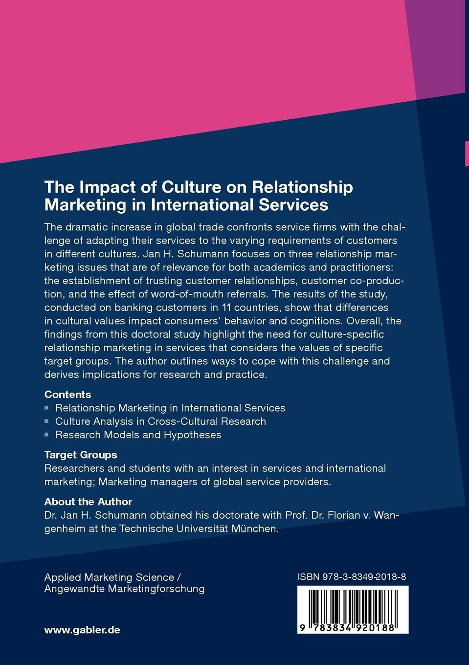 Rückseitencover The Impact of Culture on Relationship Marketing in International Services