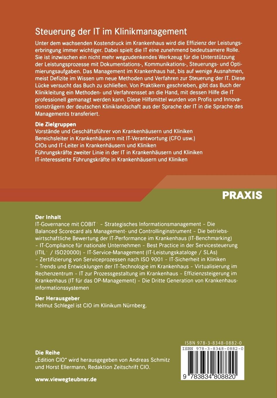 Rückseitencover Steuerung der IT im Klinikmanagement