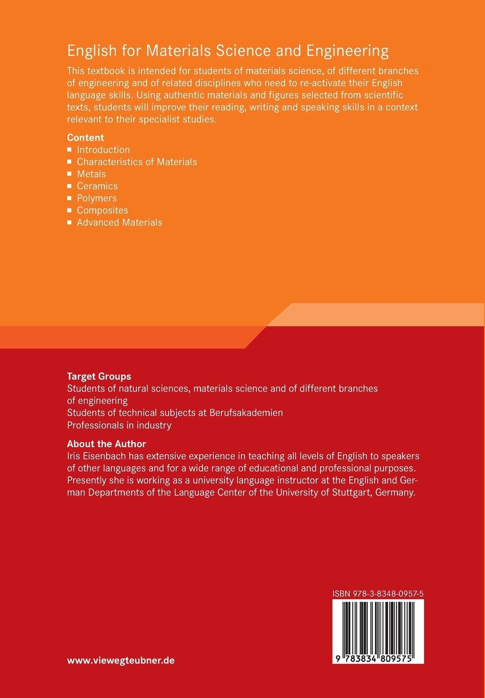 Rückseitencover English for Materials Science and Engineering