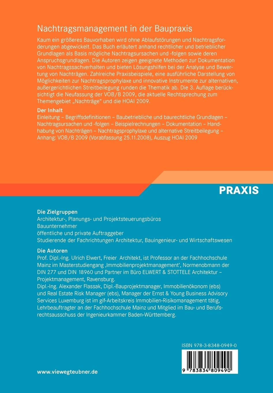 Rückseitencover Nachtragsmanagement in der Baupraxis