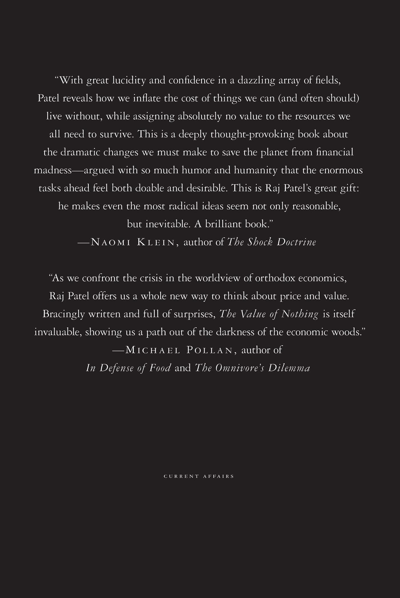 Rückseitencover Value of Nothing