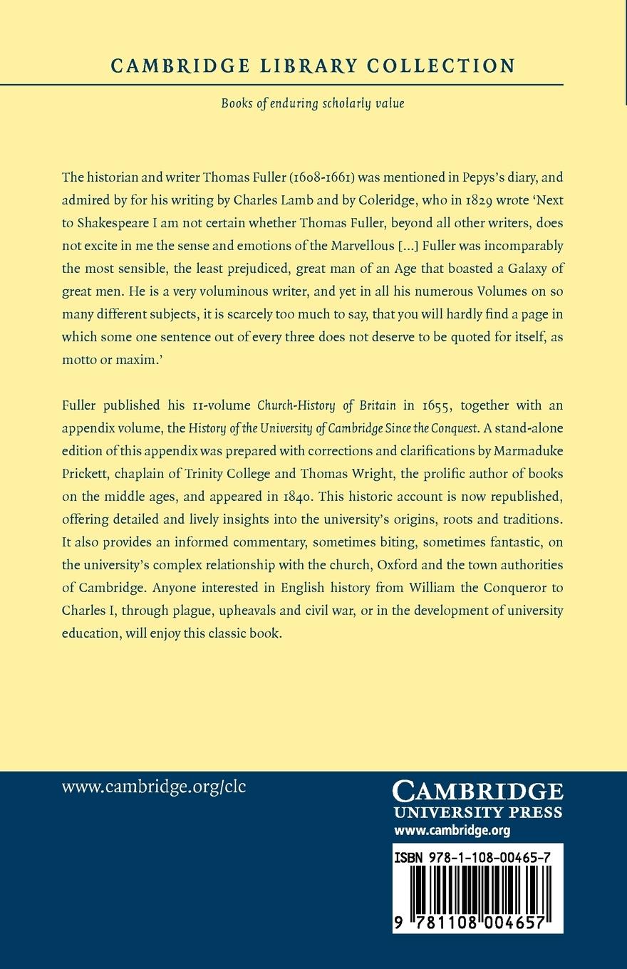 Rückseitencover The History of the University of Cambridge