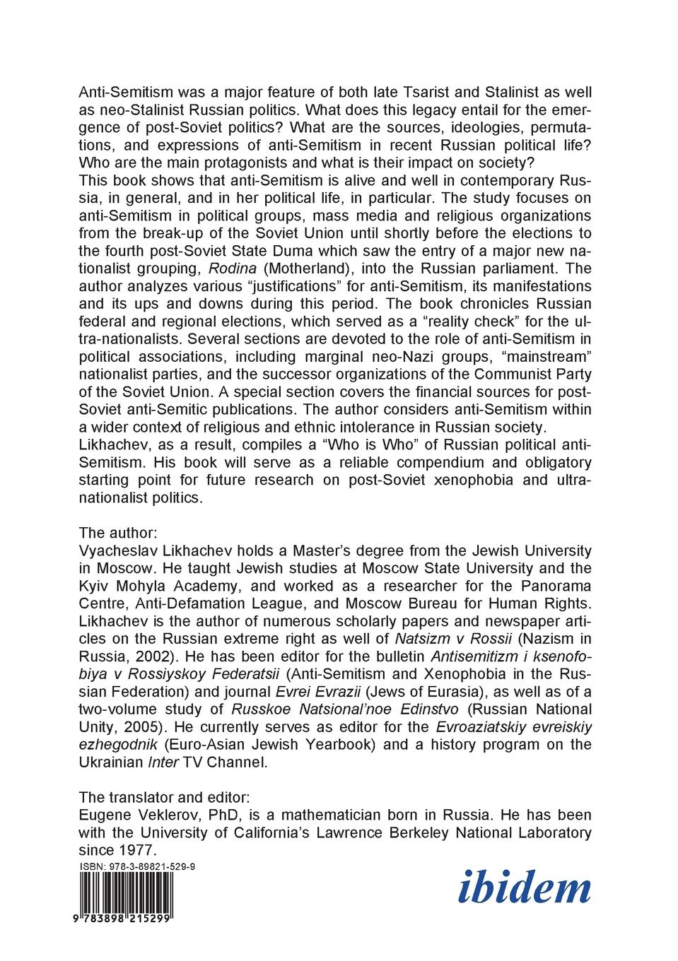 Rückseitencover Political Anti-Semitism in Post-Soviet Russia.