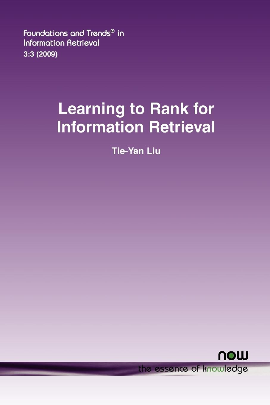 Vorderes Coverbild Learning to Rank for Information Retrieval
