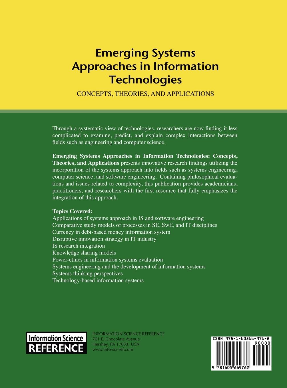 Rückseitencover Emerging Systems Approaches in Information Technologies