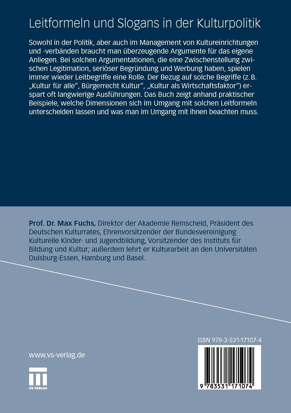 Rückseitencover Leitformeln und Slogans in der Kulturpolitik