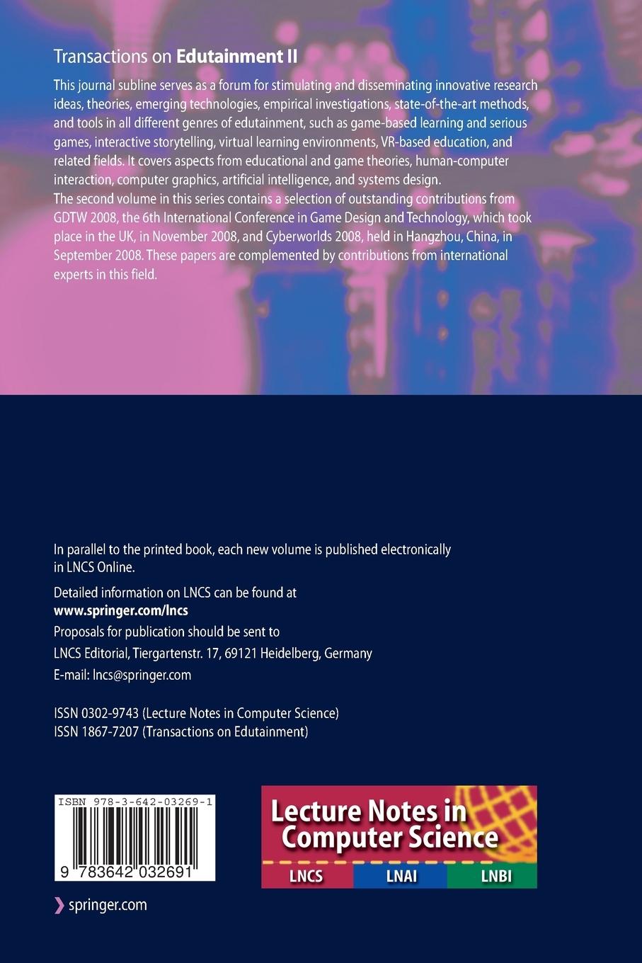 Rückseitencover Transactions on Edutainment II