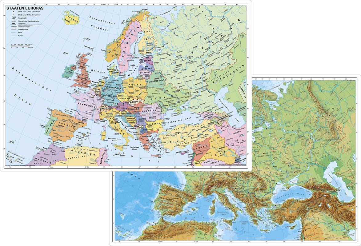 Vorderes Coverbild Europa physisch / politisch. DUO-Schreibunterlage