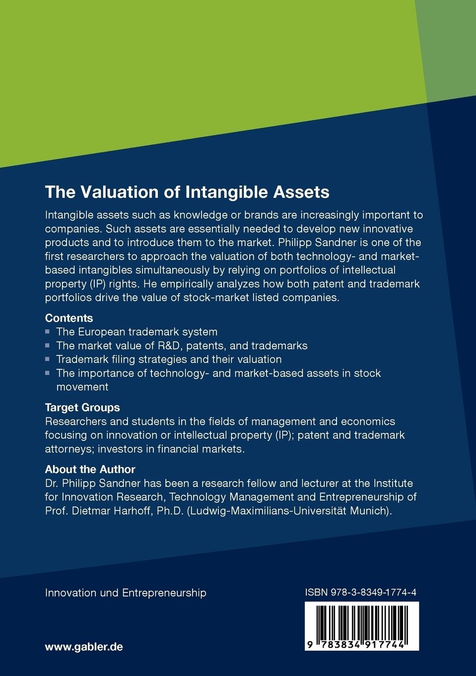 Rückseitencover The Valuation of Intangible Assets