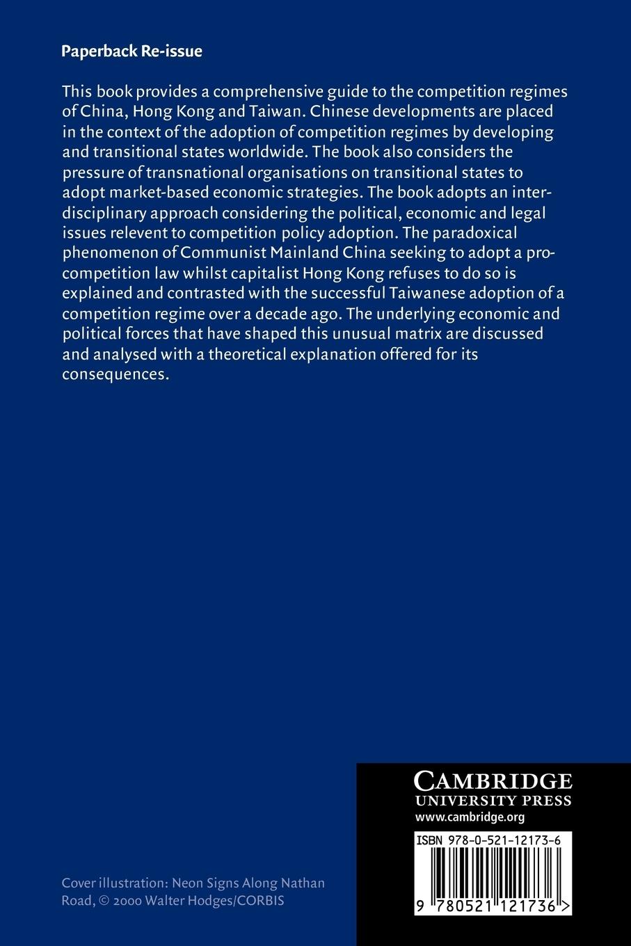 Rückseitencover Competition Policy and Law in China, Hong Kong and Taiwan