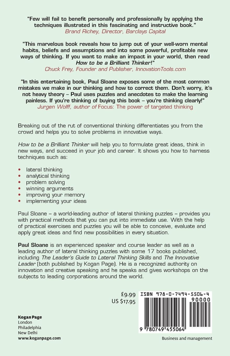 Rückseitencover How to Be a Brilliant Thinker