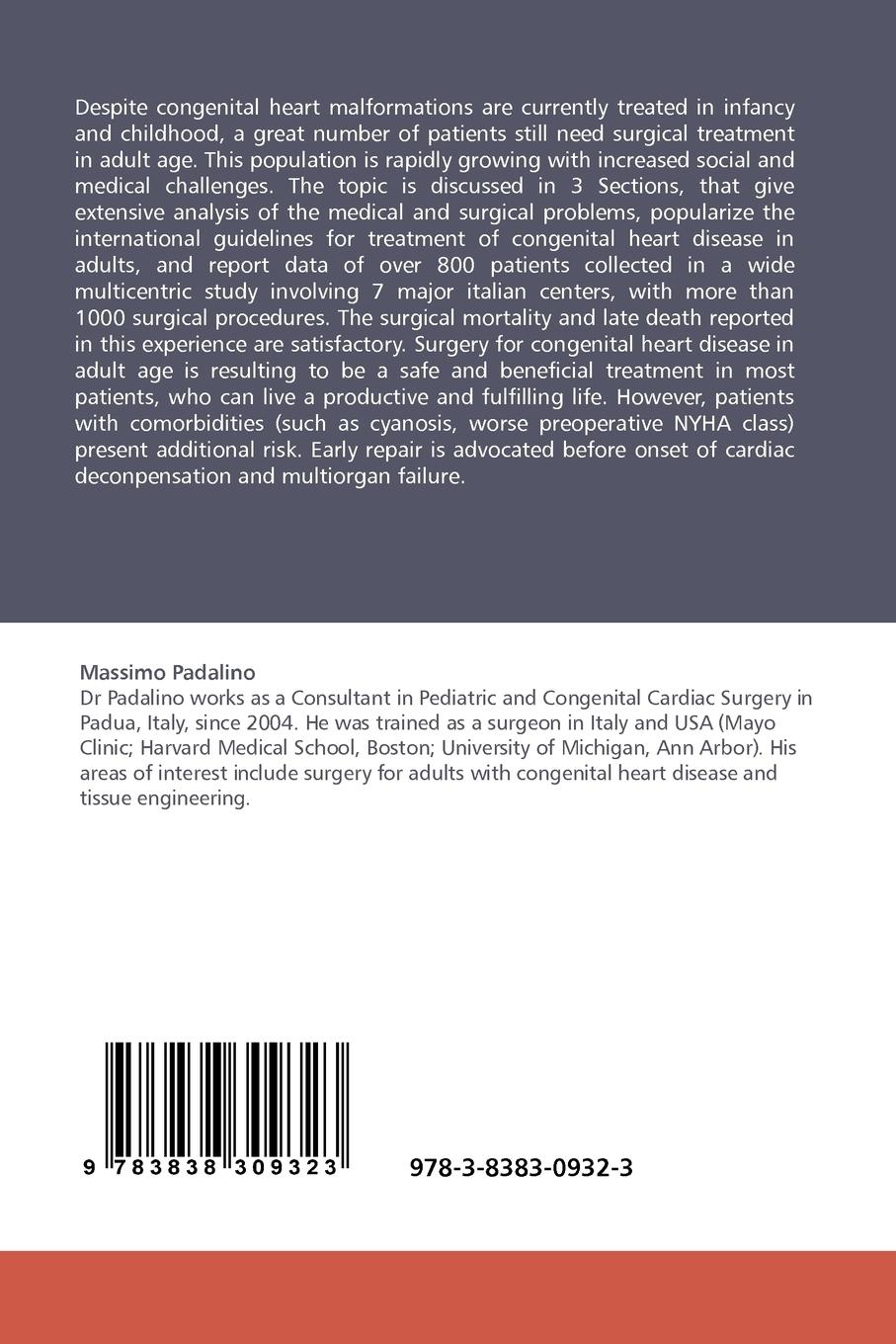 Rückseitencover Surgery for congenital heart disease in the adult age