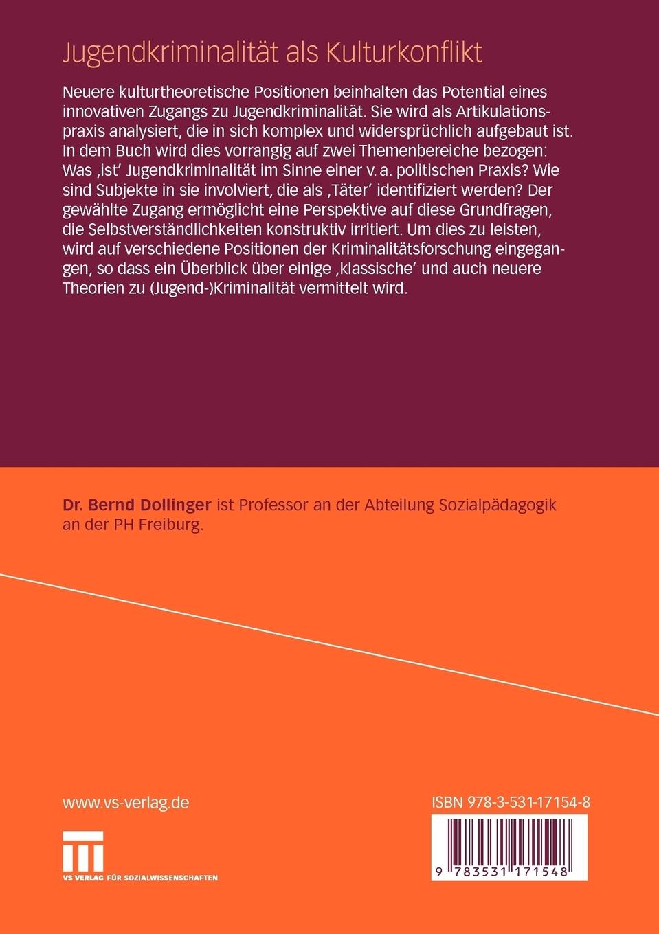 Rückseitencover Jugendkriminalität als Kulturkonflikt