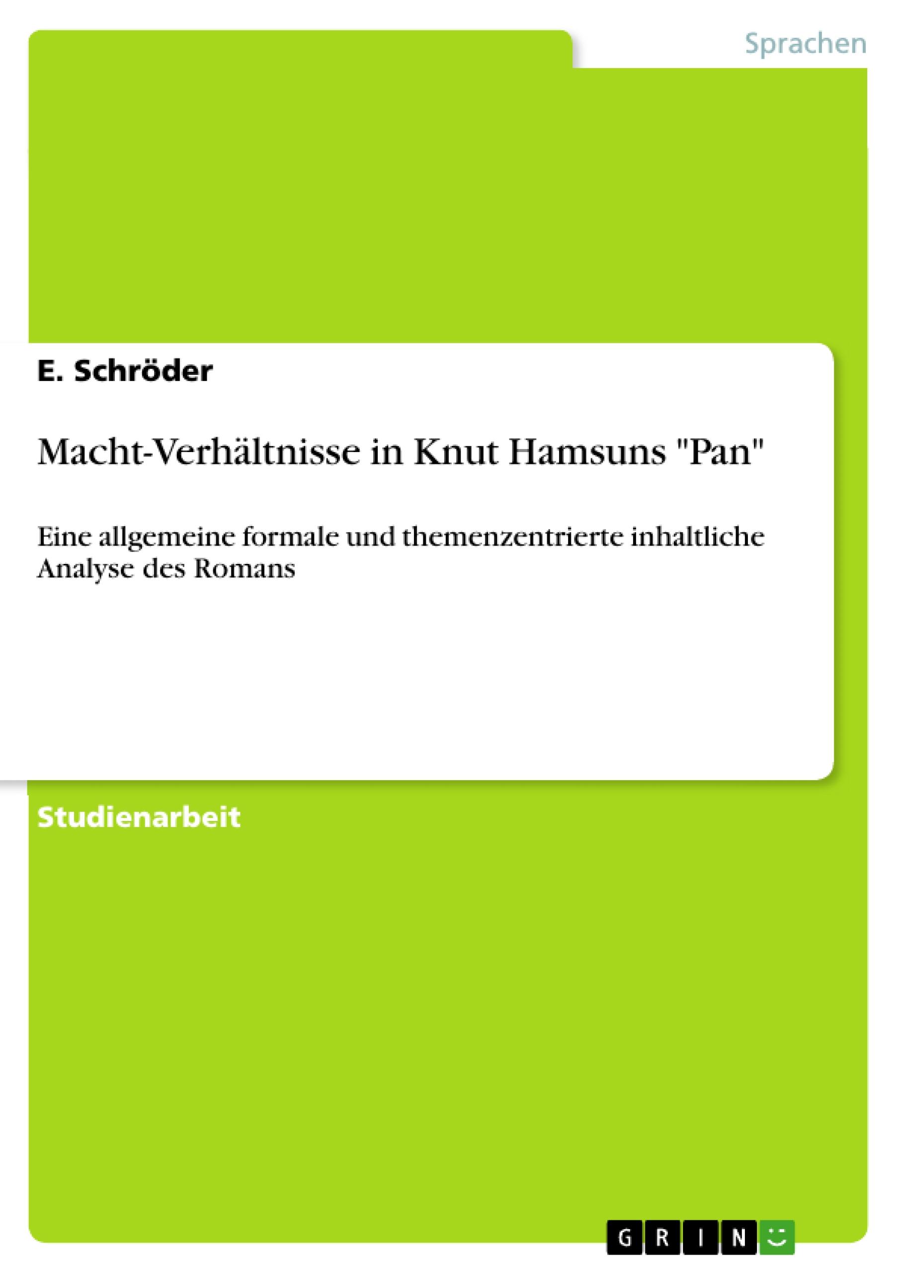 Vorderes Coverbild Macht-Verhältnisse in Knut Hamsuns "Pan"