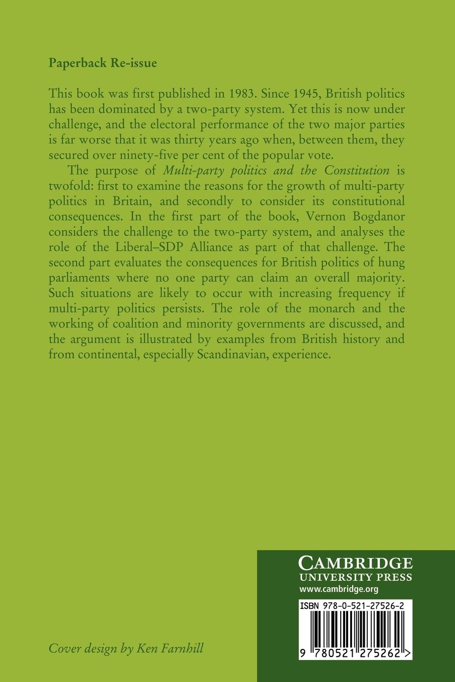 Rückseitencover Multi-Party Politics and the Constitution